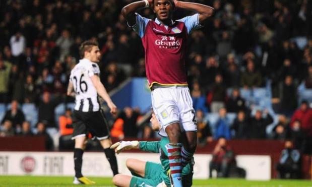 Aston Villa striker Christian Benteke might be in superb form for the Premier League club this season but check out this miss from Belgium's friendly with Ivory Coast
