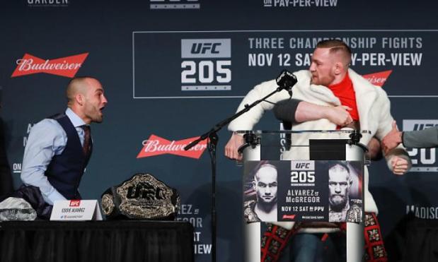 VIDEO: Conor McGregor attempts to throw a chair at Eddie Alvarez in UFC 205 press conference