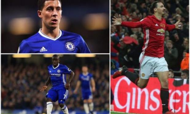 PFA Player of the Year: Chelsea duo Eden Hazard and N'Golo Kante in running for prize along with Manchester United striker Zlatan Ibrahimovic