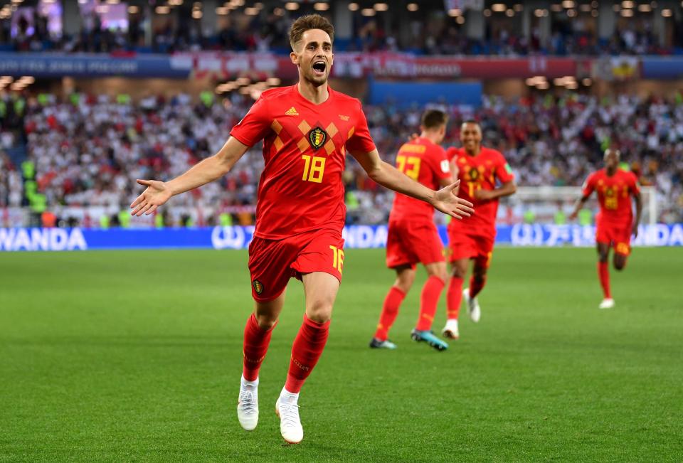  Everton target Adnan Januzaj celebrates scoring against England at the World Cup