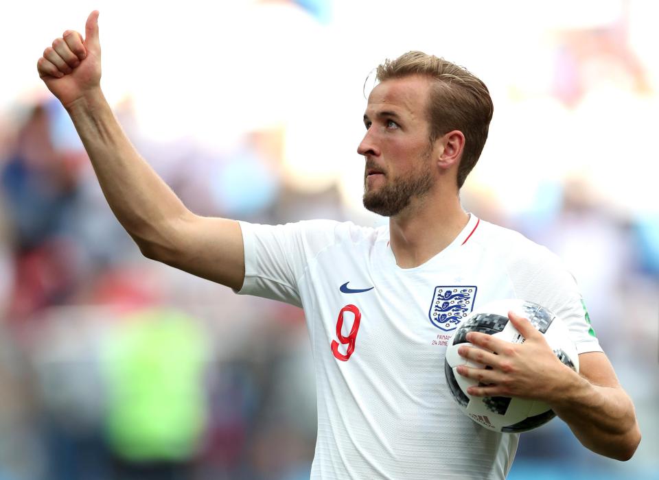  Harry Kane makes off with the ball after his hat-trick