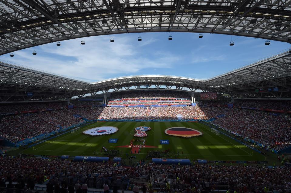  The last game played at the Kazan Arena was South Korea's stunning 2-0 win over holders Germany