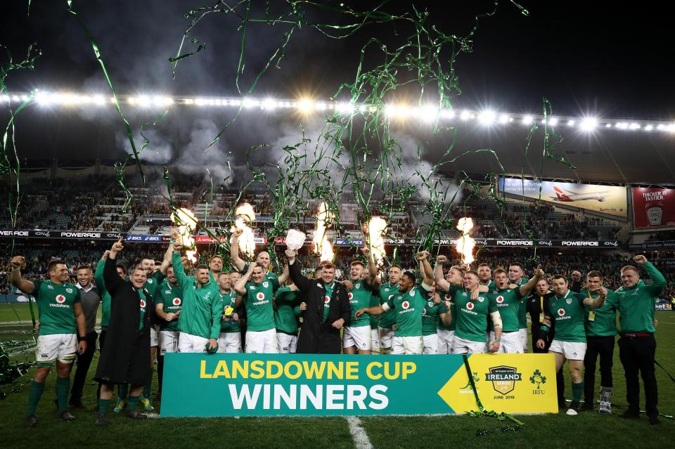  Ireland celebrate their first series victory in Australia for 39 years