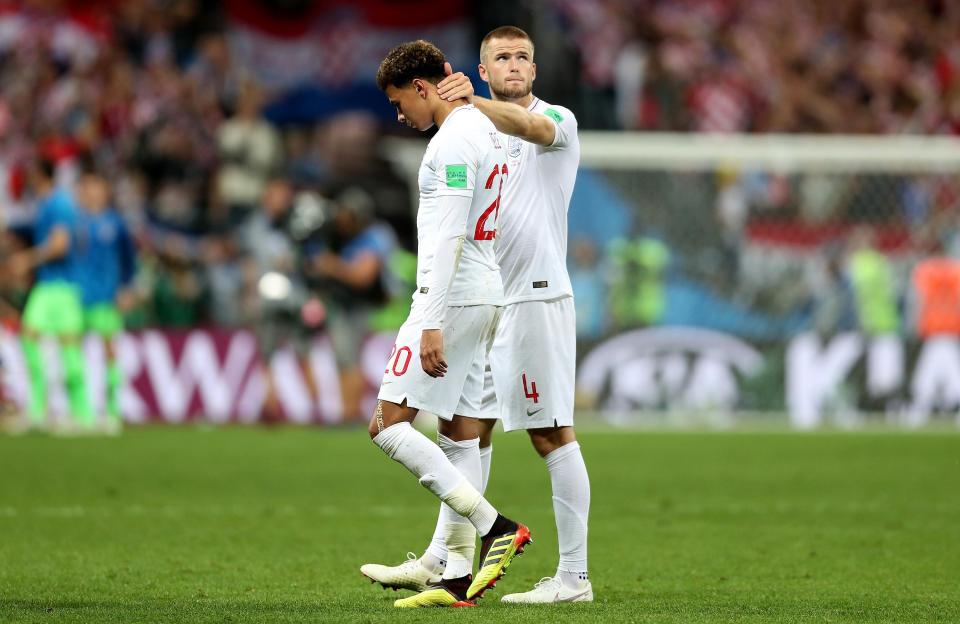  Eric Dier was one of the England players wearing unauthorised socks - visible in this picture - at the World Cup