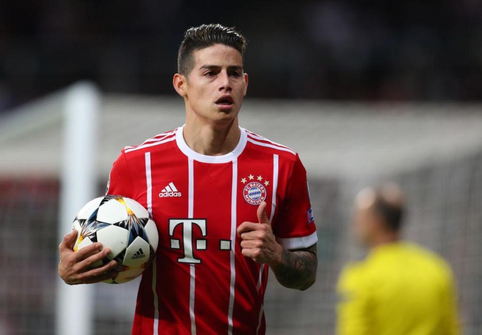 Rodriguez in action for Bayern against his parent club in last season's Champions League