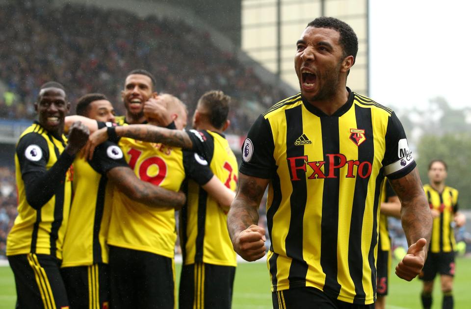  Troy Deeney celebrates during Watford's 3-1 win over Burnley