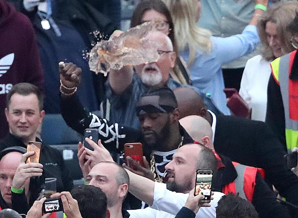  Wilder had a pint thrown at him (picture courtesy of The Sun)
