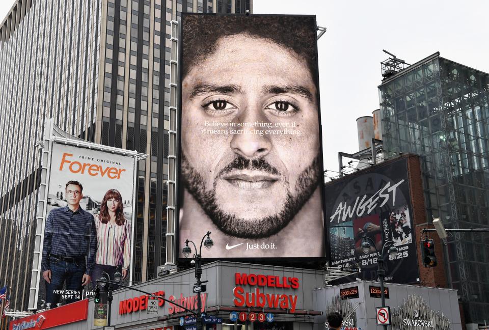  Kaepernick's advert, which angered Trump so much, hangs in New York City