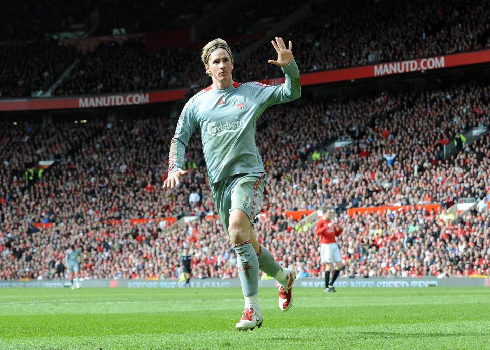  Former Liverpool striker Fernando Torres did the 'five times' celebration during the Reds' 4-1 win at Old Trafford in 2009