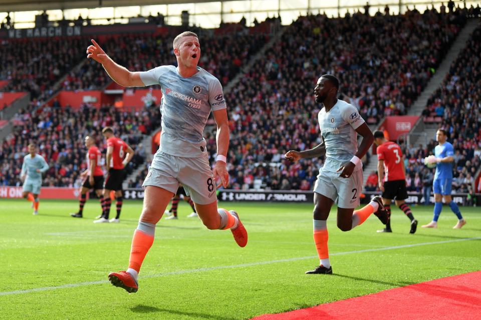  Barkley celebrated emphatically after bagging his goal