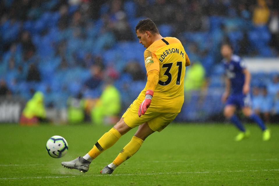  Ederson's piercing kicks surprise teams and can set Sergio Aguero up for 1-on-1 opportunities