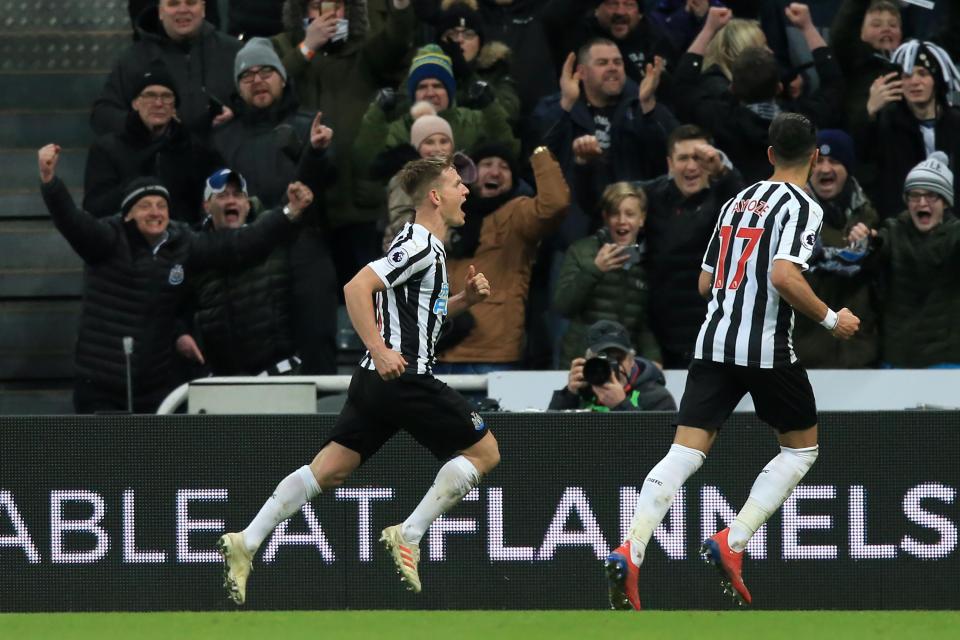  Matt Richie celebrates his match-winning penalty against Man City