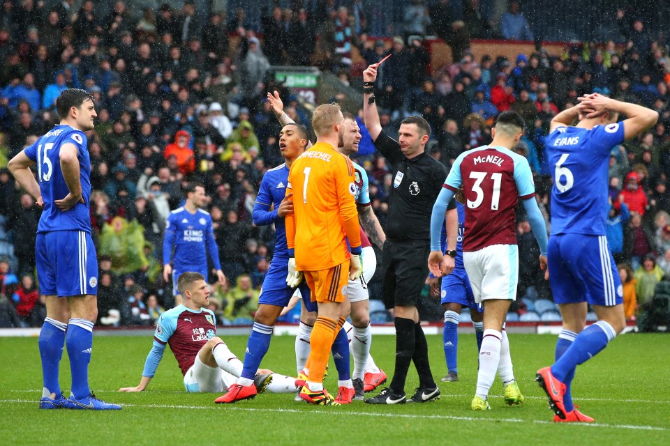  Maguire was sent off for Leicester