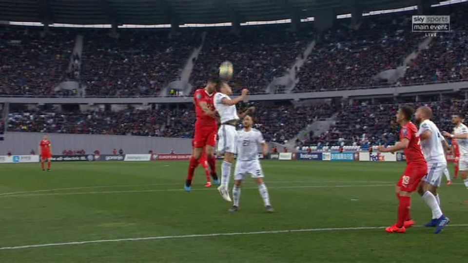  Fabian Schar's sickening clash of heads with Jemal Tabidze