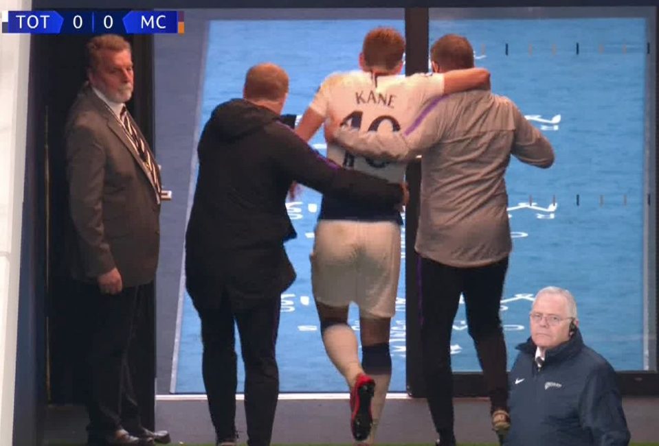  The England international left the stadium on crutches wearing a protective boot
