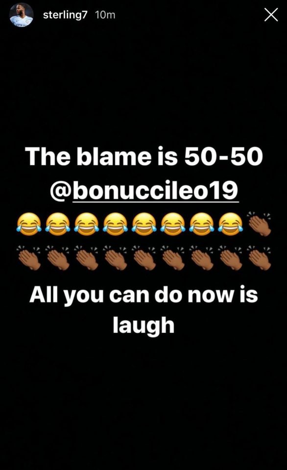  Raheem Sterling hit out at Leonardo Bonucci's claims on Instagram