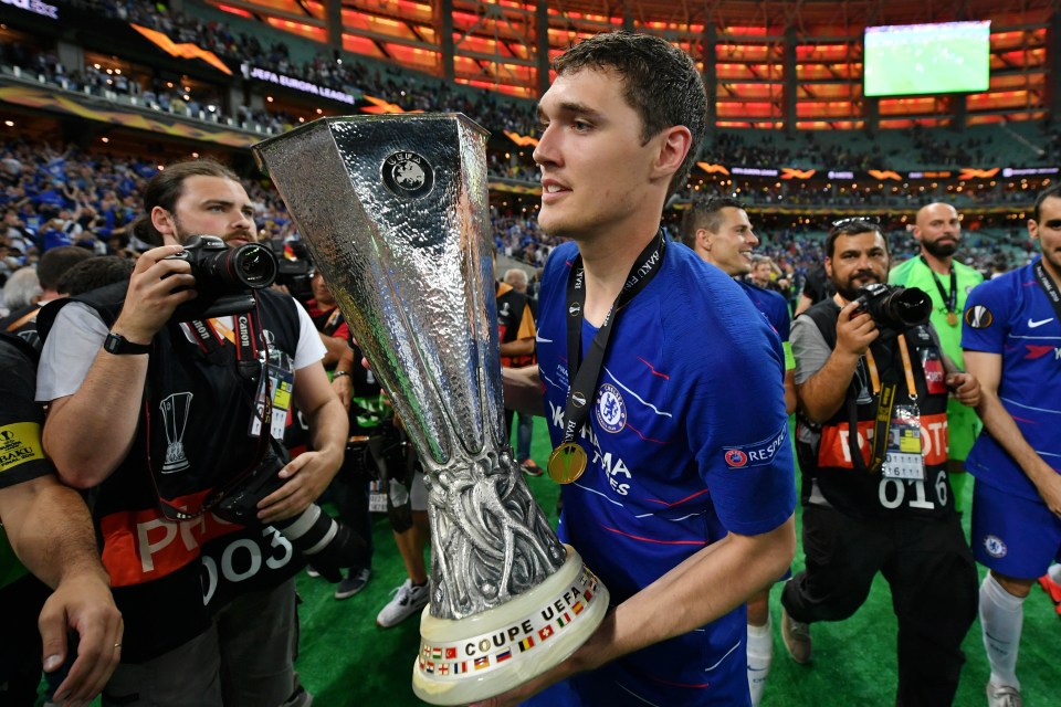 Andreas Christensen helped Chelsea win the Europa League in 2019