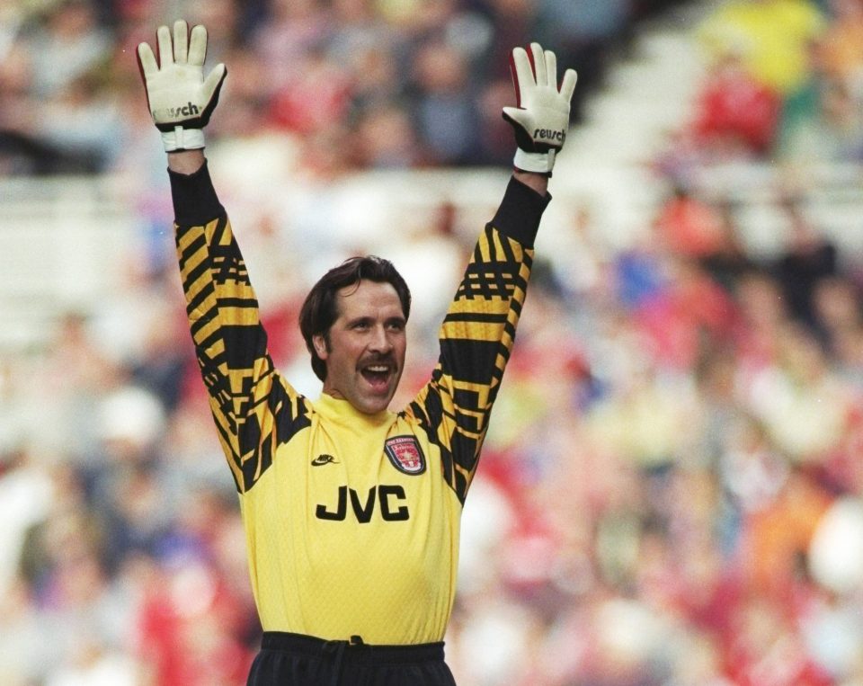  Laura Woods tried to imitate everything about Arsenal's 'safe hands' - apart from the exceptional moustache