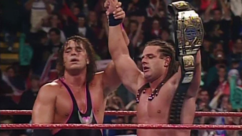 Bret Hart and the British Bulldog after their classic at SummerSlam 1992