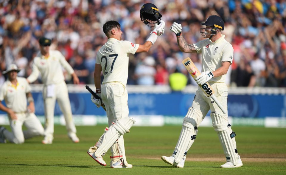  Rory Burns celebrates his century at Edgbaston