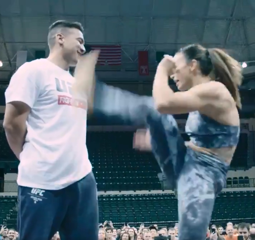  Thankfully, the No.7 ranked strawweight contender cleared Gomez's head by millimetres