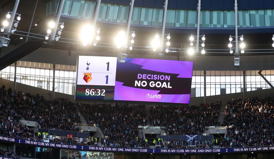  Tottenham were awarded a late goal against Watford after a long VAR check, but the big screens displayed the wrong message causing absolute confusion in the stadium