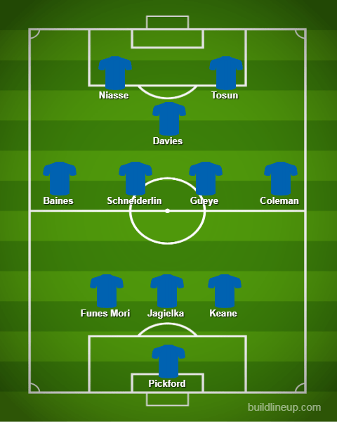  How Everton lined up on the last day of the 2017/18 season