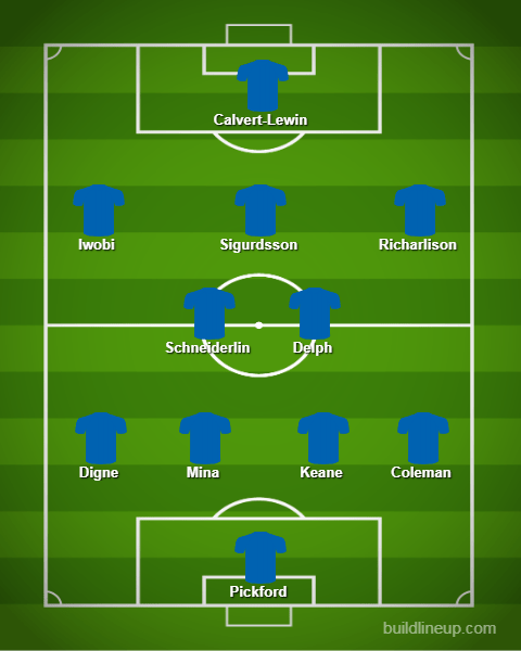  How Everton lined up in their most recent Premier League fixture