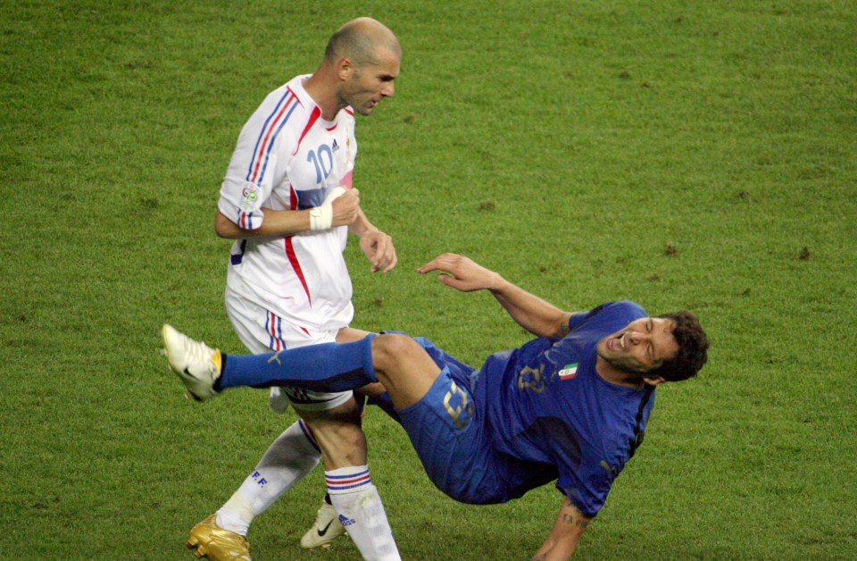  Zidane stunned the world when he headbutted Materazzi in the World Cup final in 2006