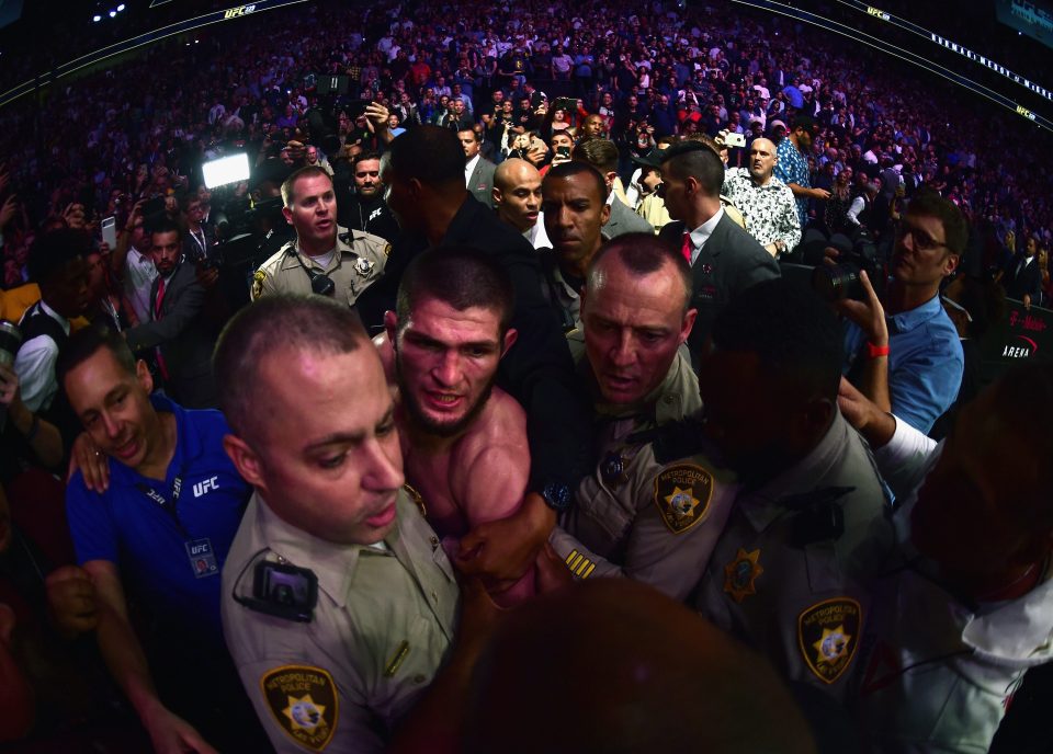 Khabib's victory at UFC 229 descended into chaos when both men were escorted from the arena for their parts in a mass brawl