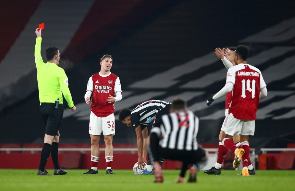  Smith Rowe was actually given his marching orders earlier
