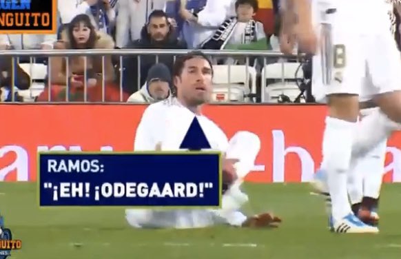  The Real Madrid captain was unhappy after being caught on the shin by the youngster