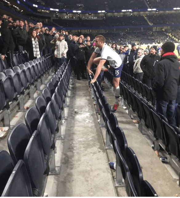  Dier climbed over advertising hoardings and seats to confront the fan