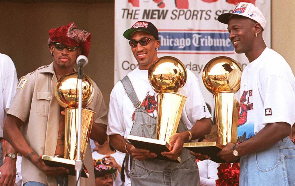 Dennis Rodman, Pippen, and Jordan formed a lethal trio