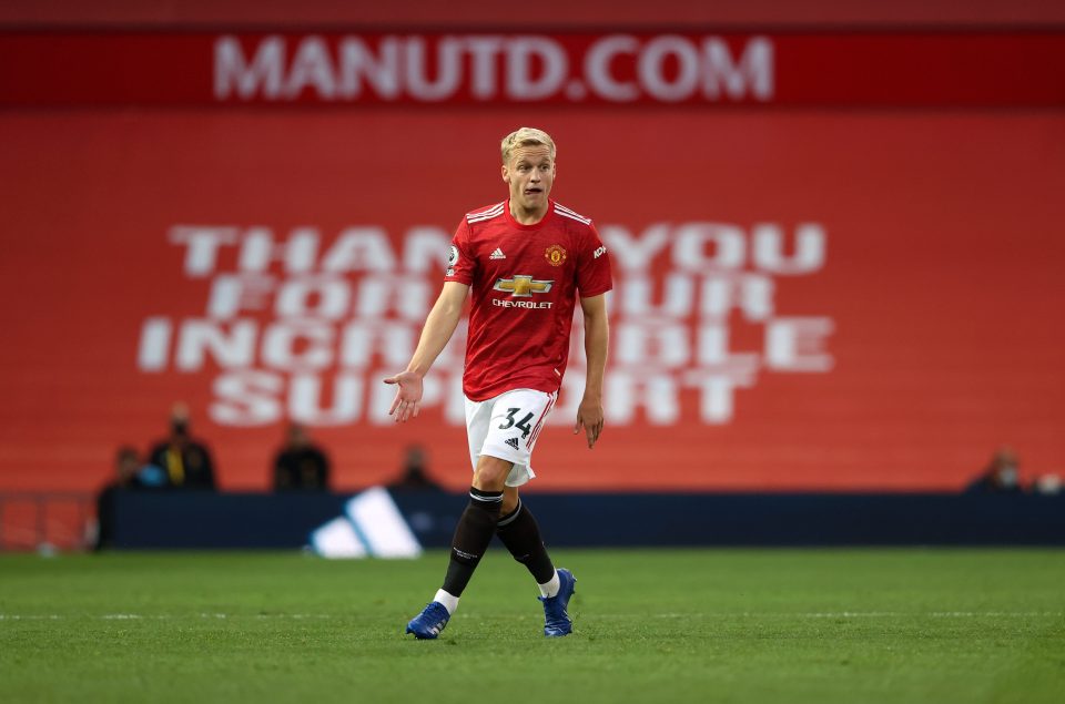  Van de Beek has barely played since his move to Man United in the summer