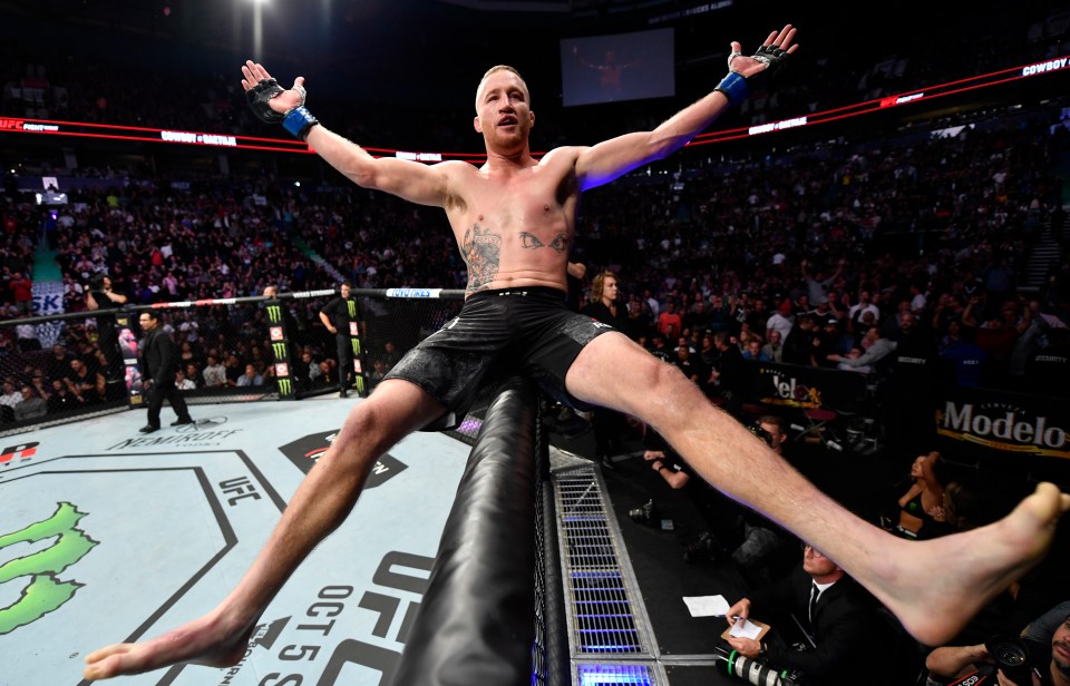 Gaethje celebrated his win over Ferguson emphatically