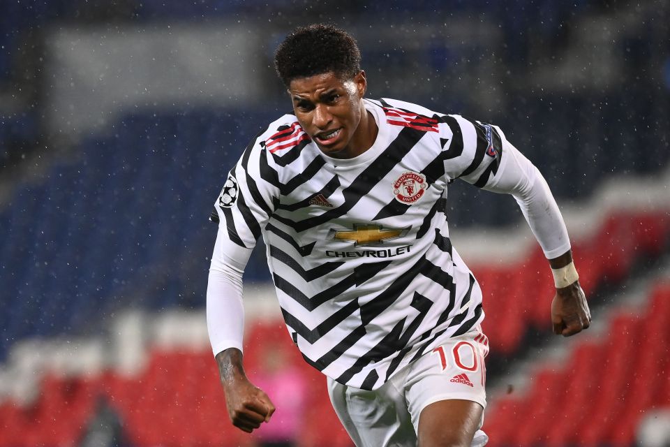  Rashford fired United to a late victory over PSG in October