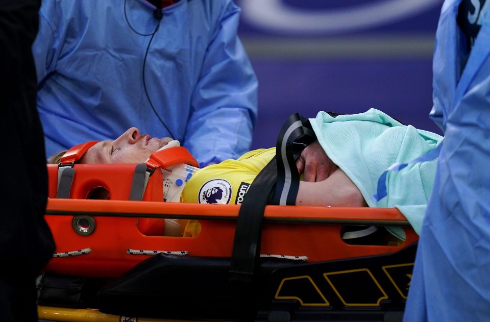  There was a lengthy break as Mee received treatment on the pitch
