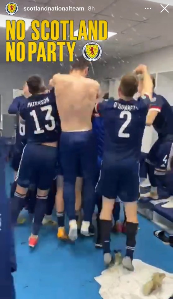  Scotland's players enjoyed the moment as they secured a place at Euro 2020