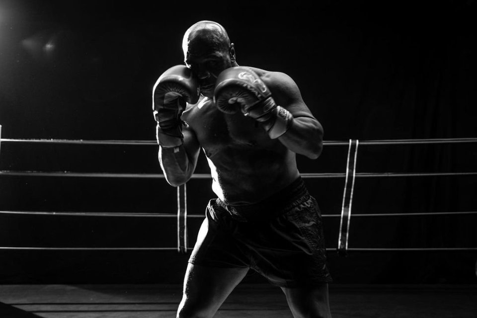  The former heavyweight champion is rolling back the years to take on Jones Jr in what will be his first fight in 15 years and has posed in his iconic black trunks