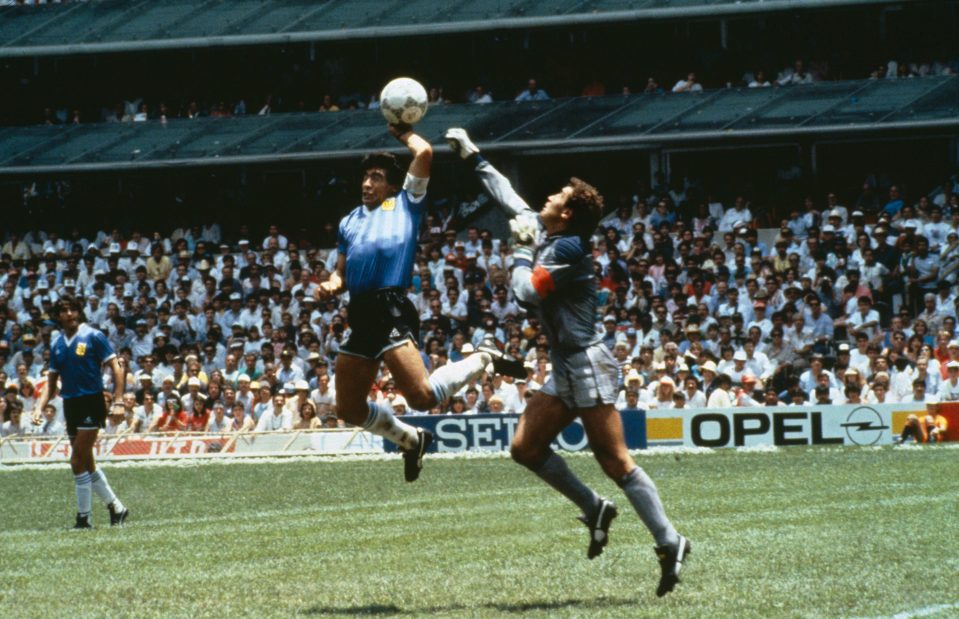 Maradona scored two of the most famous goals of all time against England at the 1986 World Cup – including the infamous ‘Hand of God’