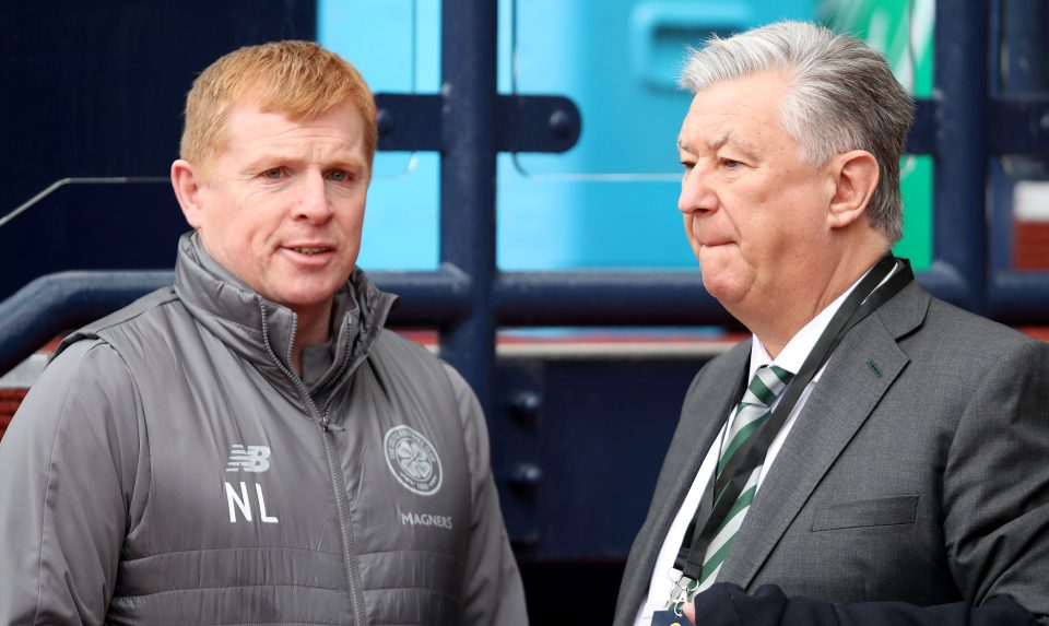  lLennon is under more pressure just days after Peter Lawwell (right) admitted Celtic’s trip was a ‘mistake’
