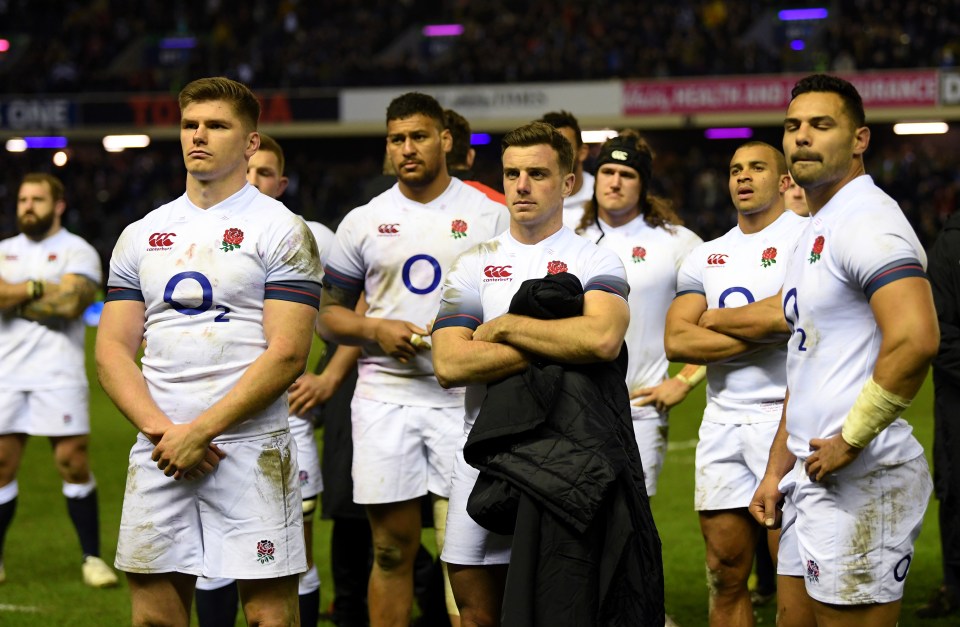 Farrell and Ford were forced to watch on as Scotland celebrated victory in a fiery Calcutta Cup clash