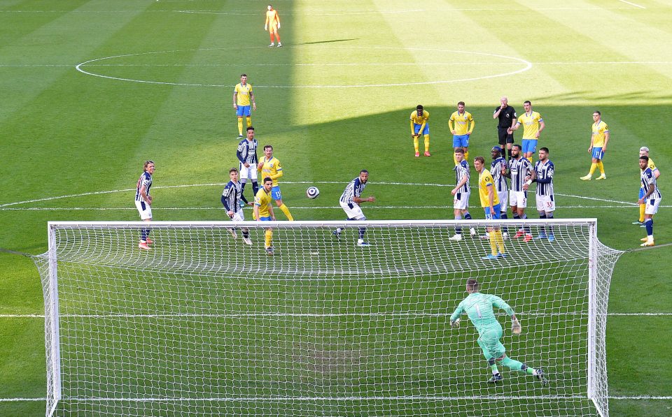  Dunk was allowed to take a quick free-kick and beat Sam Johnstone in the West Brom goal