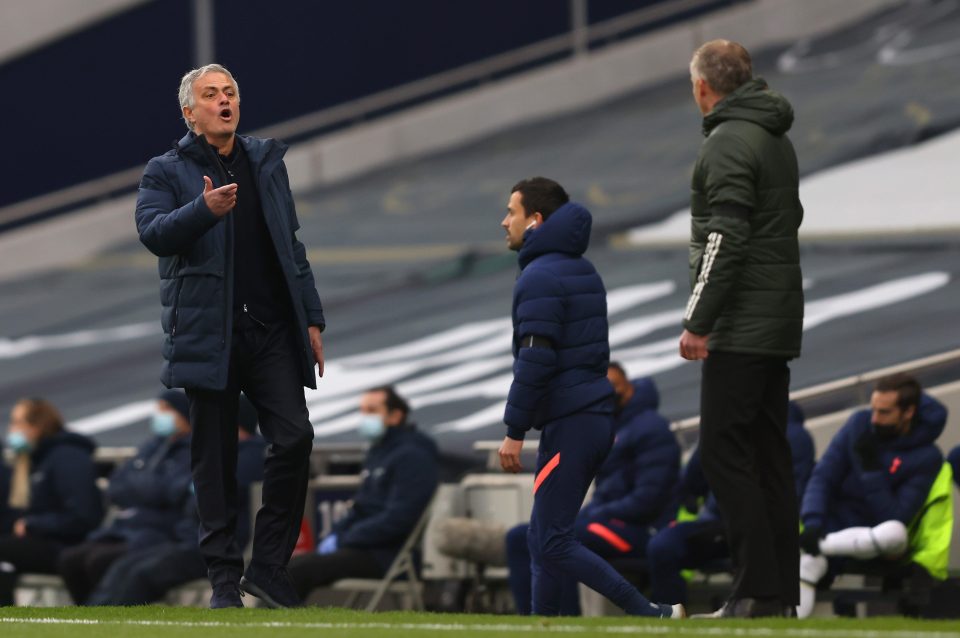 Mourinho and Solskjaer clashed during and after the match at the Tottenham Hotspur Stadium