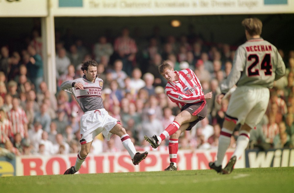 Matt Le Tissier scored Southampton's third goal against Man United in 1996 - but that's only because Ryan Giggs and David Beckham couldn't see each other properly, apparently