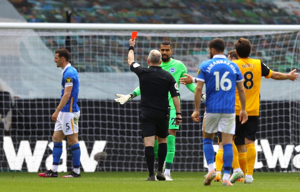 Dunk was sent off for Brighton