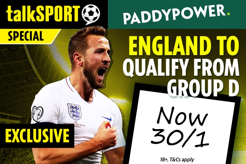 Paddy Power special: England 30/1 to qualify from Group D