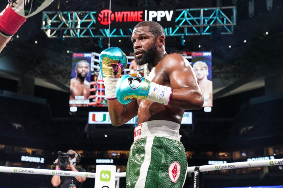 Mayweather had the EMAX logo on his shorts for the Paul fight