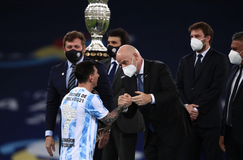 Infantino saw Messi finally win the Copa America just hours ago
